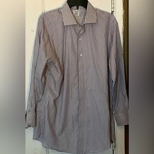 Brooks brothers regent dress shirt size 16 1/2 -32 men lavender pinstripe